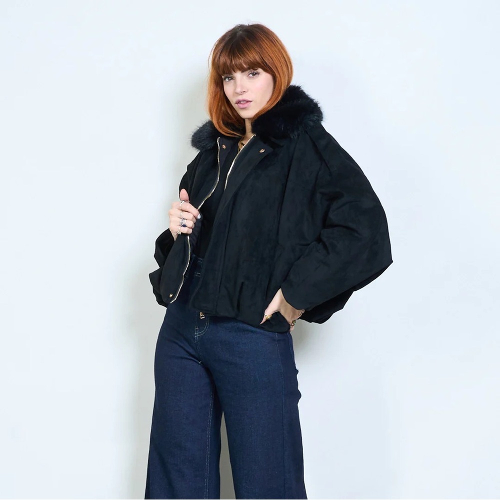 Olive Green Faux Fur Collar Jacket - Picture 5 of 8